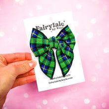 Load image into Gallery viewer, Darling Bow (Standard)- Green &amp; Blue Plaid
